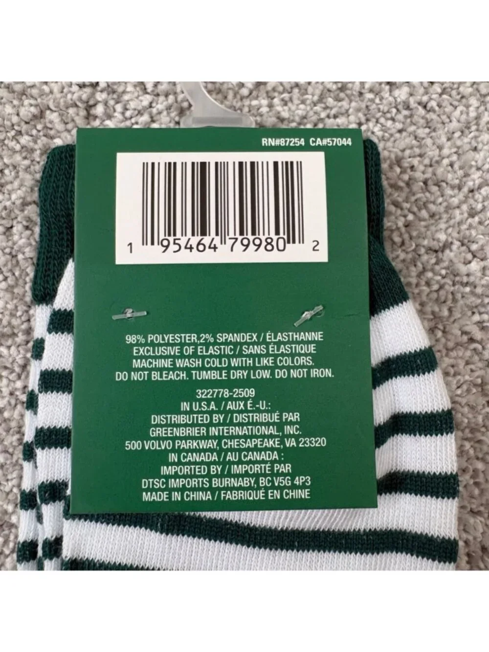 St. Patrick’s Day Clover Socks Mens 6-12 Green Stripes New